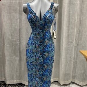 Chiara Boni Vibrant Blue Paisley Dress